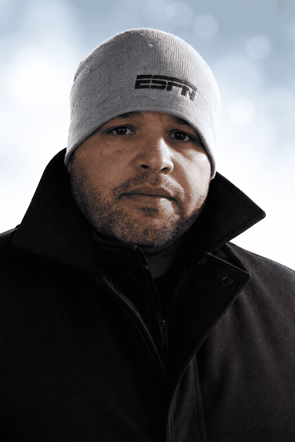 Serious portrait with ESPN beanie